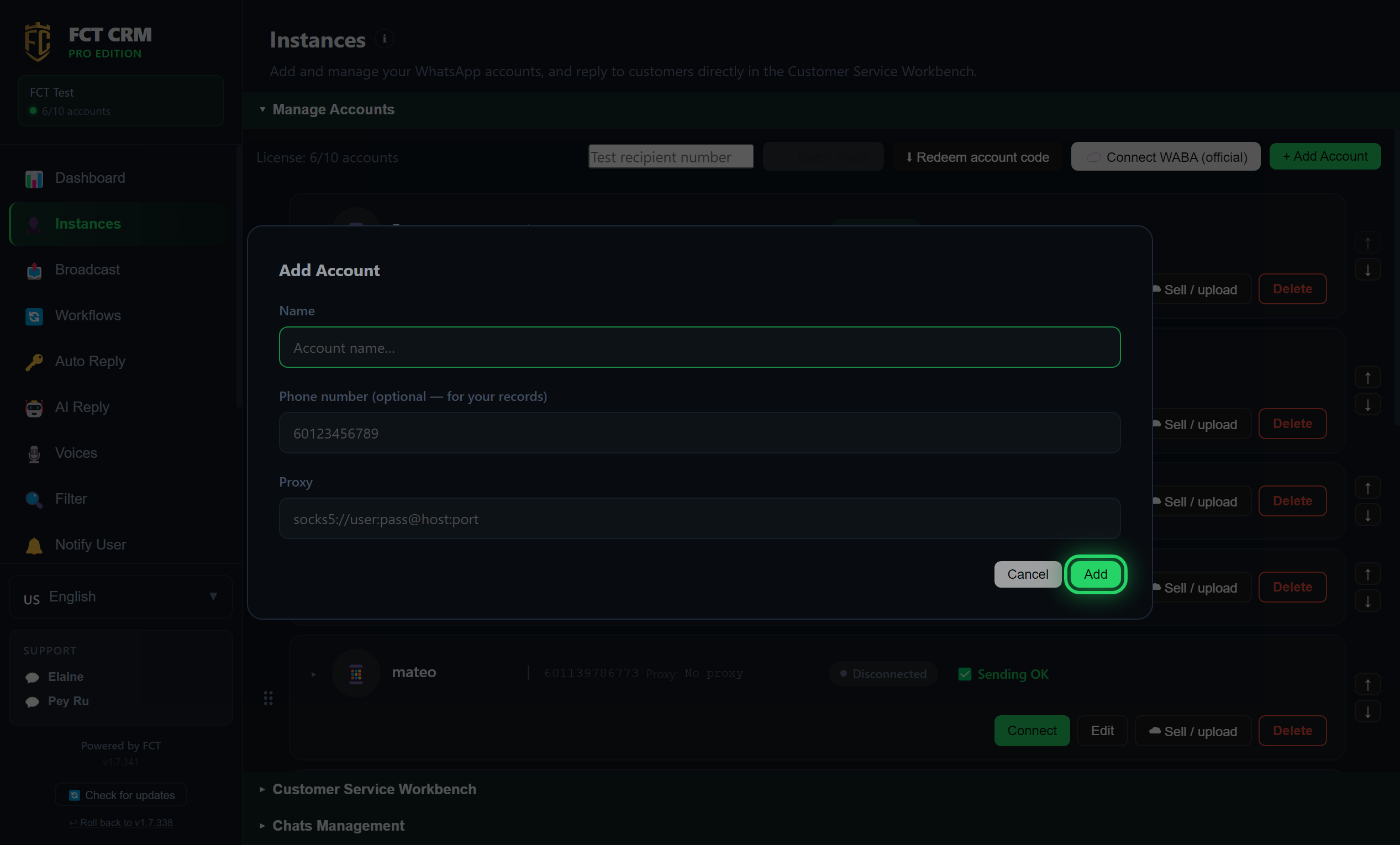 Accounts & Workbench