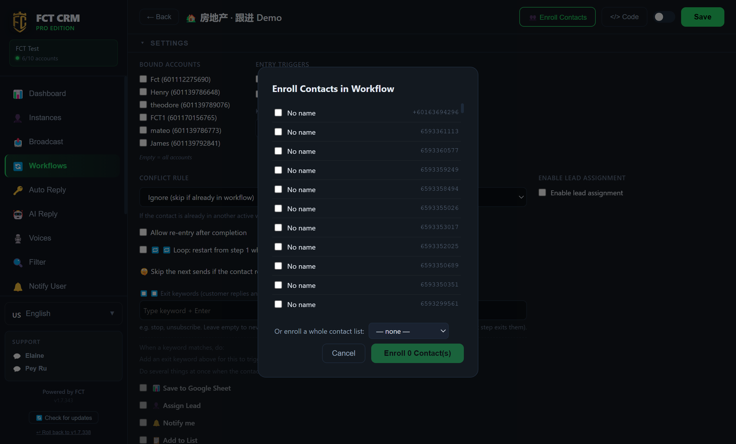 Enroll contacts