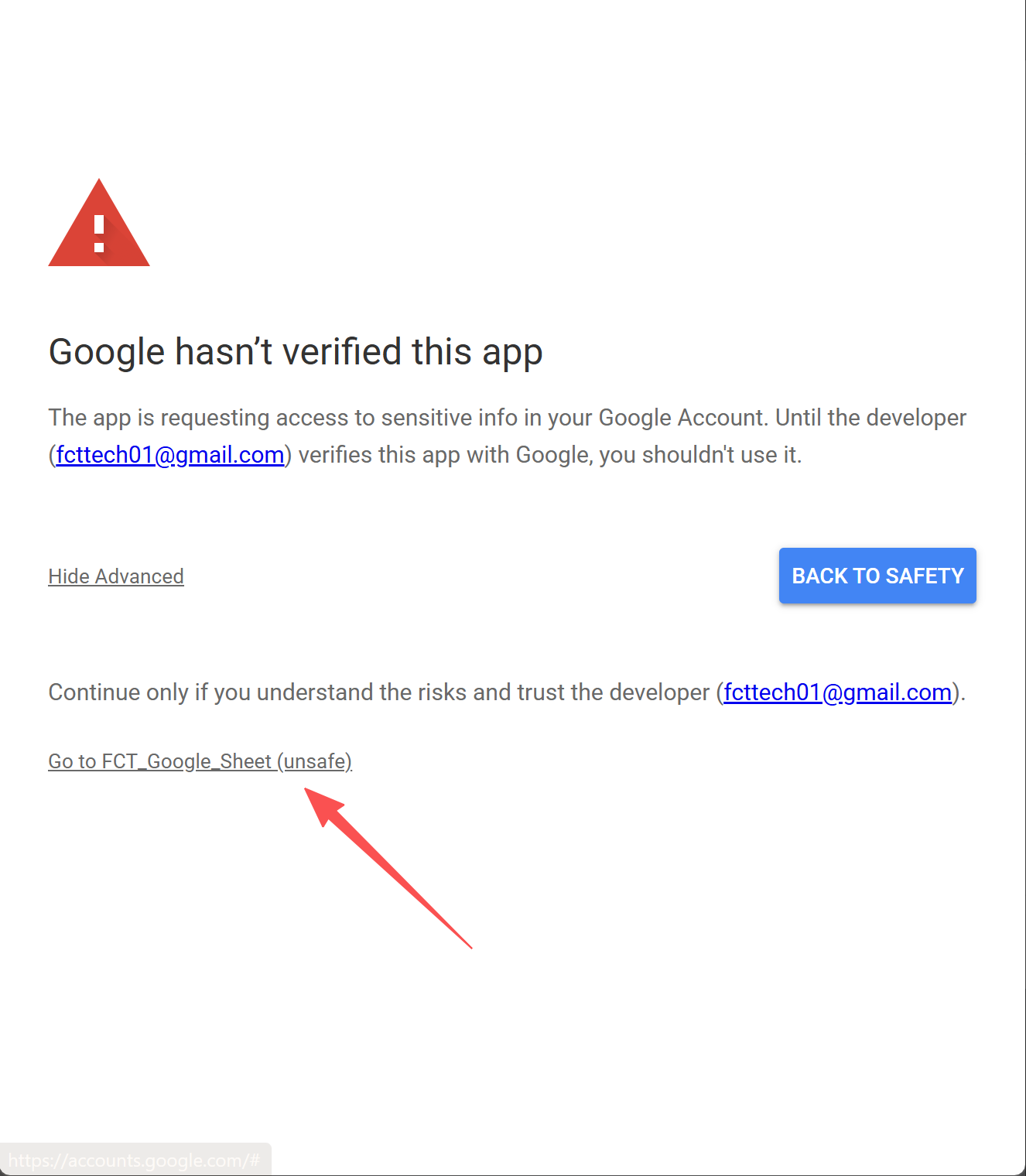 Go to the project (unsafe)